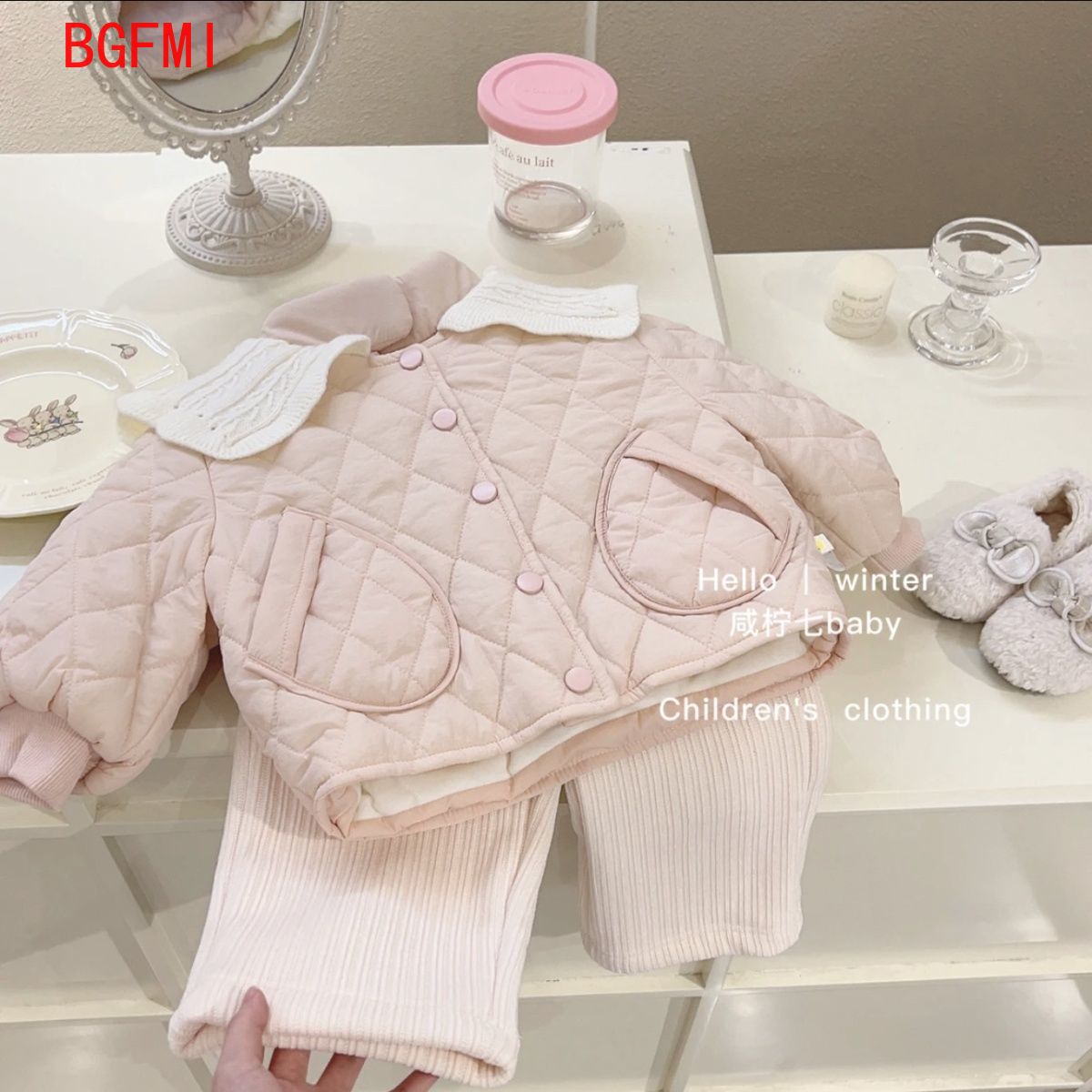 Baby Clothing Quilt - Girls Pink Velvet Inner Cotton Coat