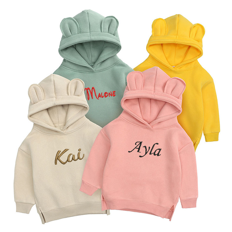 Baby Clothing Jumper - Personalised Embroidery Childrens Bear Hoodie Custom