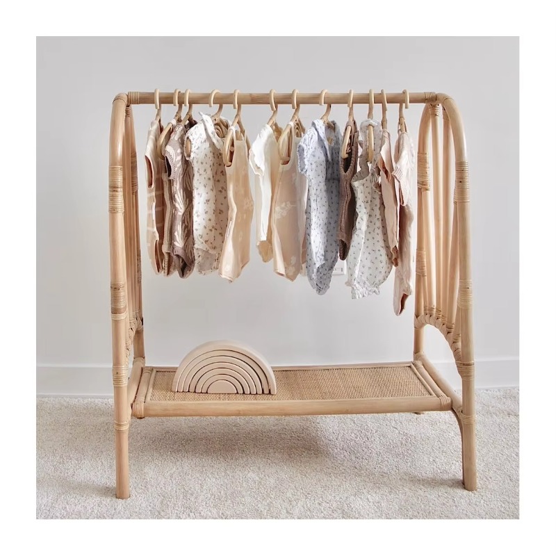 Baby Clothing Hanging Rack - Decorative small hangers, handmade rattan storage