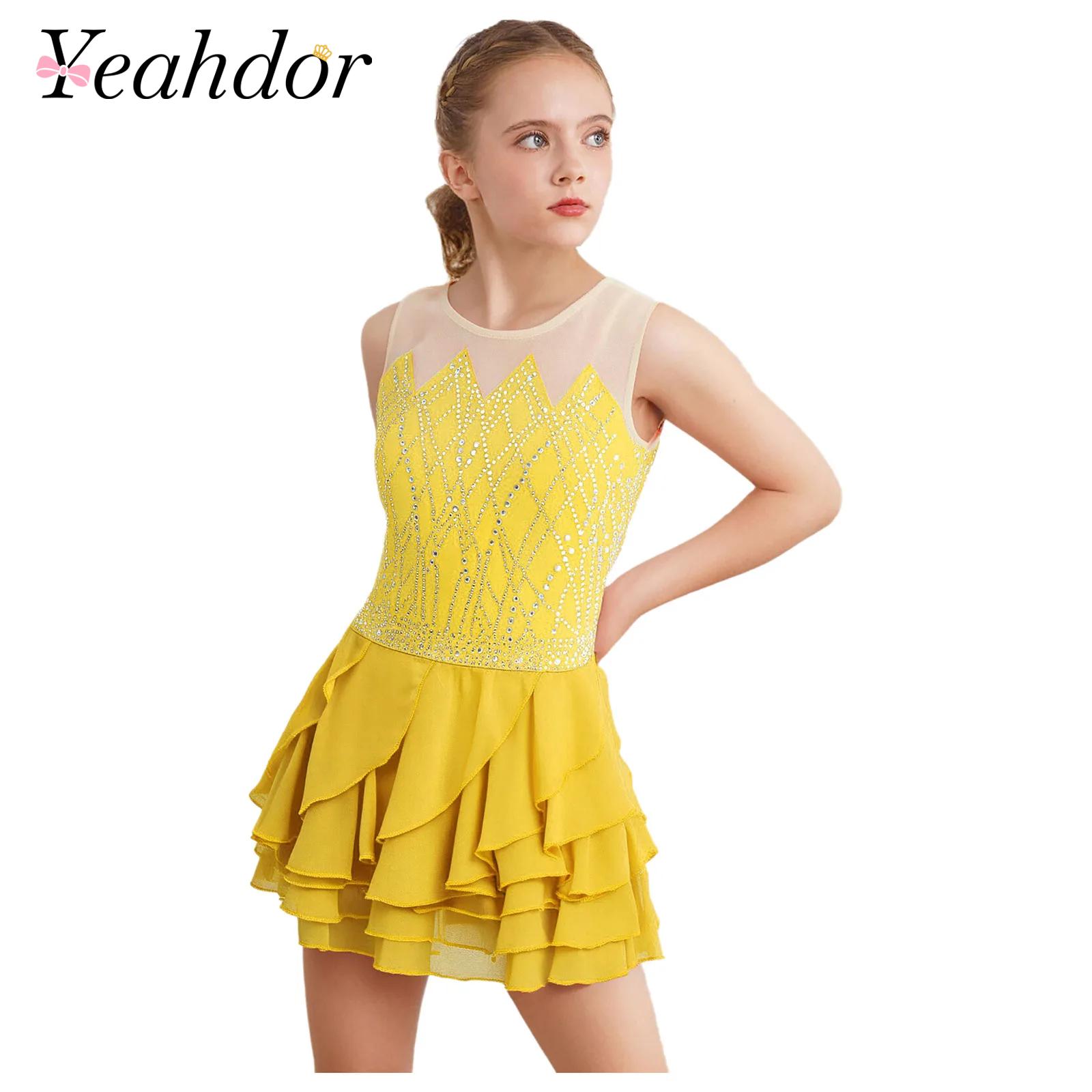 Baby Clothing Size - Girls Mesh Figure Skating Dress Dance