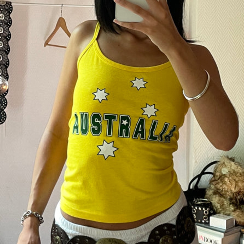 Yellow Printed Y2k Clothes Vin - Baby Yellow Clothing Women review and price