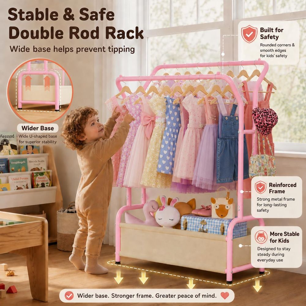 Kids Clothing Rack Double Hang - Baby Clothing Hanging Rack review and price